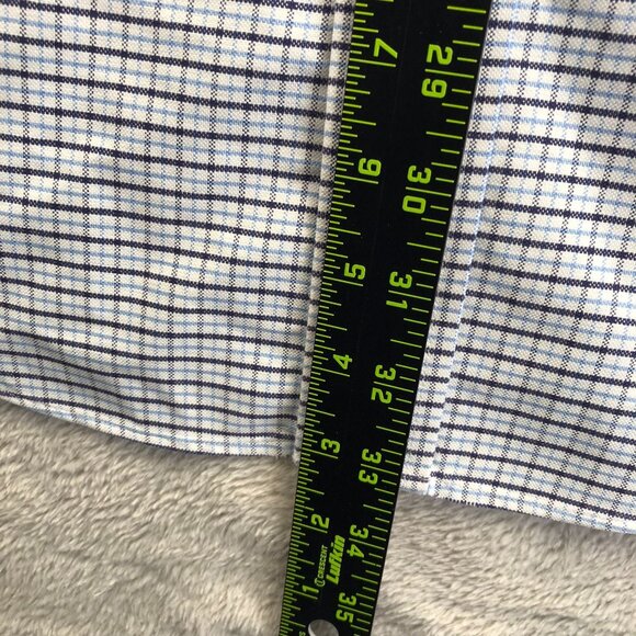 L.L. Bean Mens Dress Shirt 17.5 Neck Short Sleeve Wrinkle Resistant Checkered - Picture 4 of 7